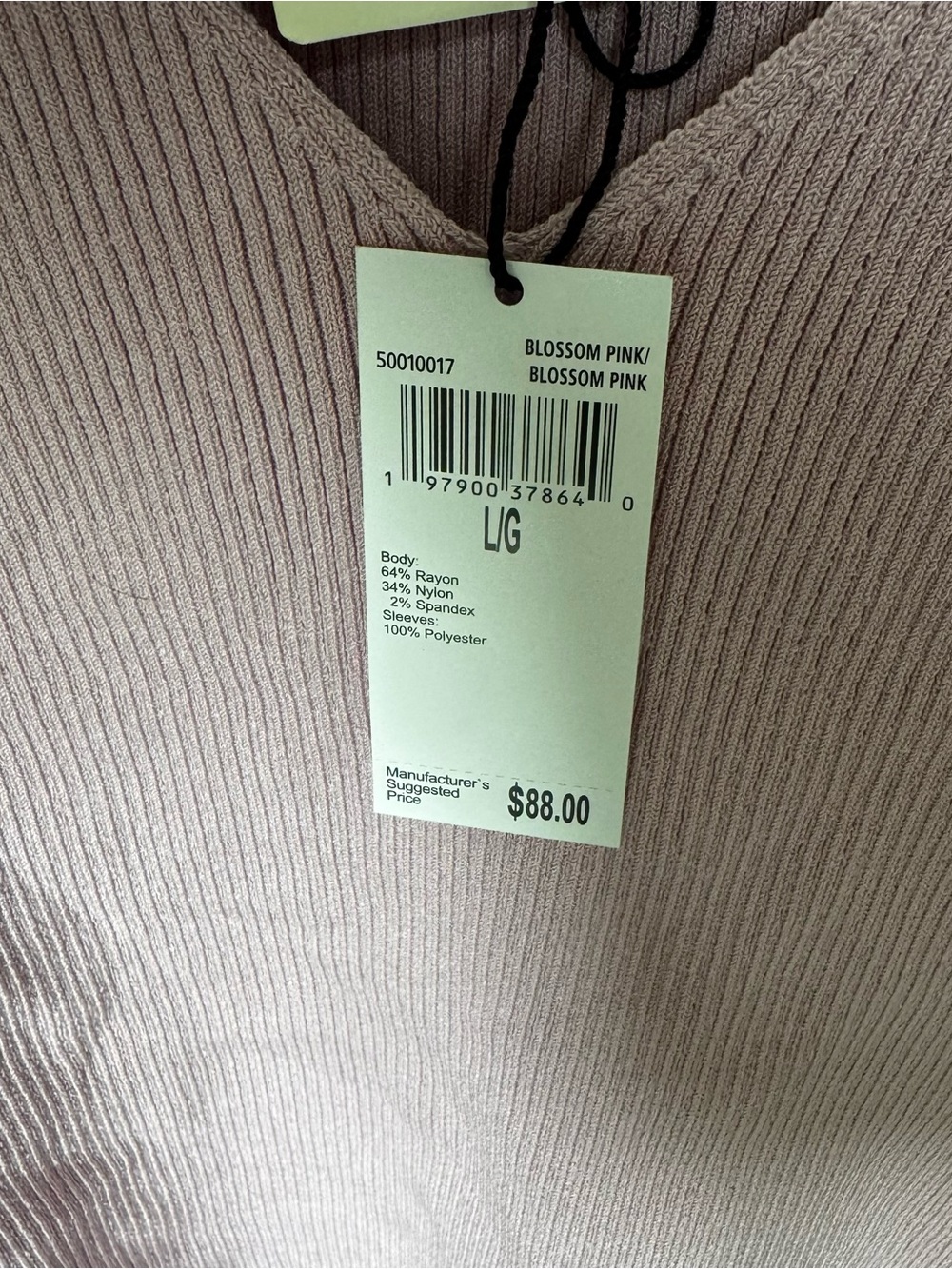 Industry NWT Floral Mesh Sleeve Sweater Top Blossom Pink V-Neck Knit Large $88 - Picture 5 of 9
